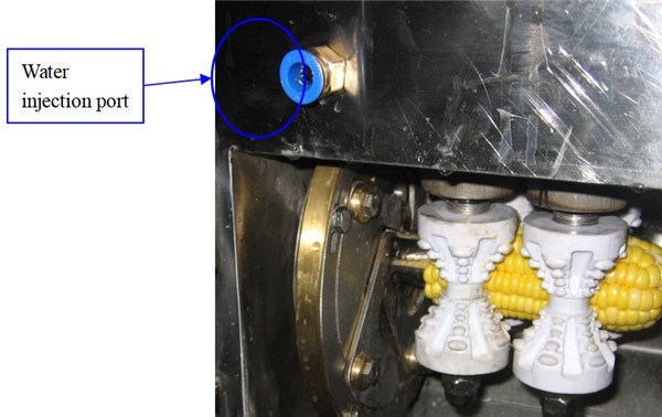 sweet corn thresher water injection port