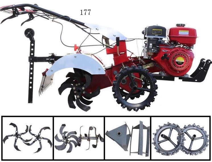 176 water cooling diesel engine tractor+ditching knife + rotary tiller+ weeding wheel + solid tires: