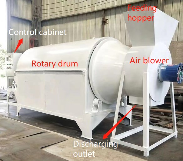 Rotary Drum Grain Dryer Portable Drying Roasting Machine Crops Seeds Chilli